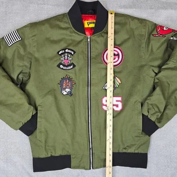 Glo Gang Jacket Mens Large Green Bomber Full Zip Chief Keef